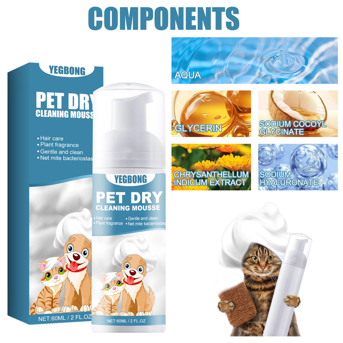 Kittens And Dogs Require No Washing To Eliminate Odors, Smooth And Clean Hair