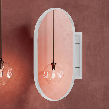 20x34 Inch Oval Recessed Metal Frame Bathroom Wall Cabinet With Mirror And Adjustable Shelves Unavailable Platforms- Temu