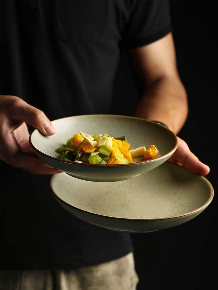 Simple Retro Ceramic Deep Plates Household Tableware