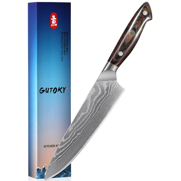 8 Inch Japanese Chef Knife, 10CR15MOV Damascus Rose Pattern Blade With Sheath, Ultra Sharp Professional Kitchen Slicing Knife, Colorful Pakkawood Handle