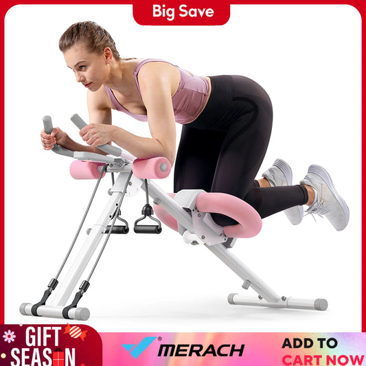 MERACH Ab Machine Adjustable Trainer Workout Foldable Knee Protection Abdominal Exercise Machine Core Ab Exercise System Trainer