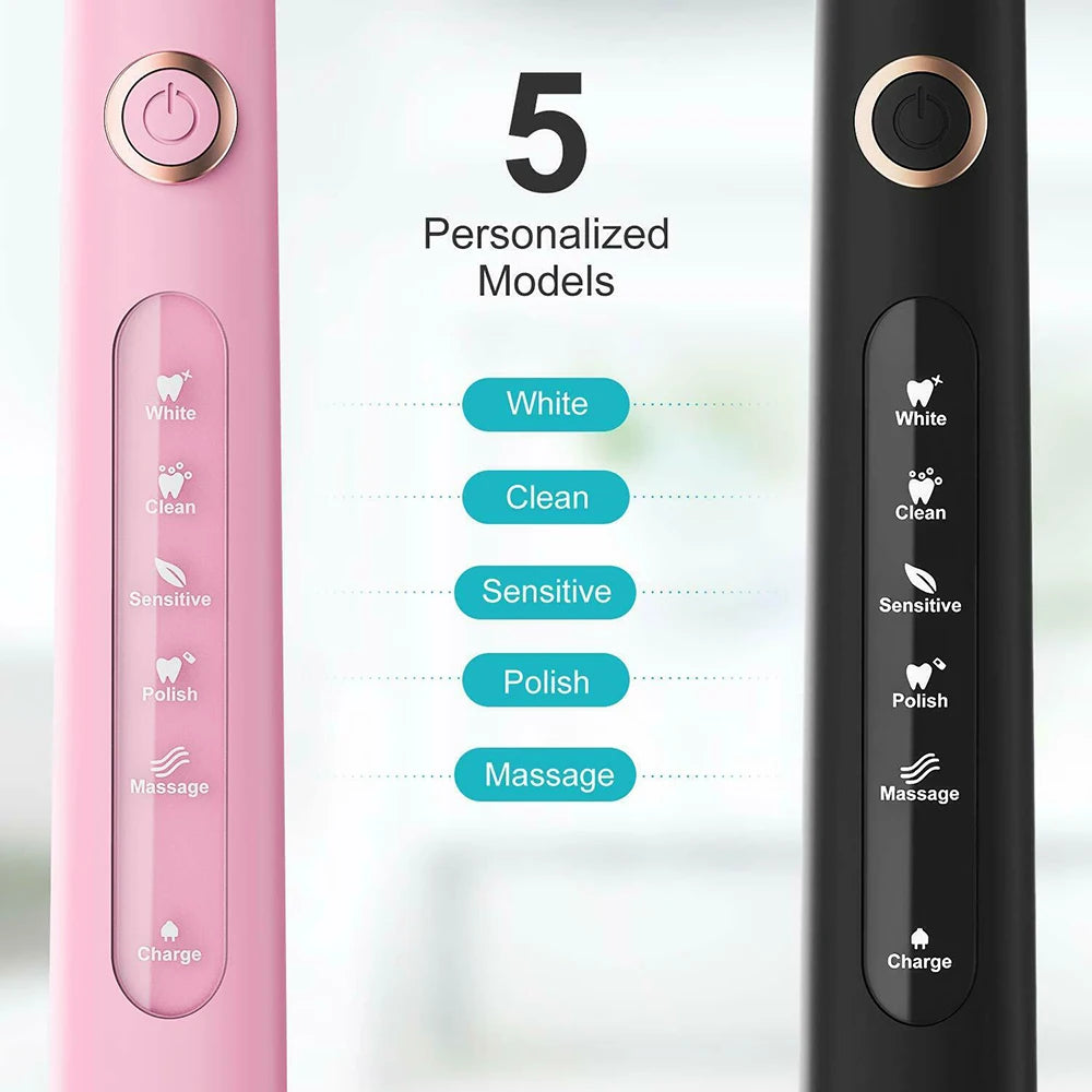 Fairywill Electric Sonic Toothbrush FW-507 USB Charge Rechargeable Adult Waterproof Electronic Tooth Brushes Replacement Heads S
