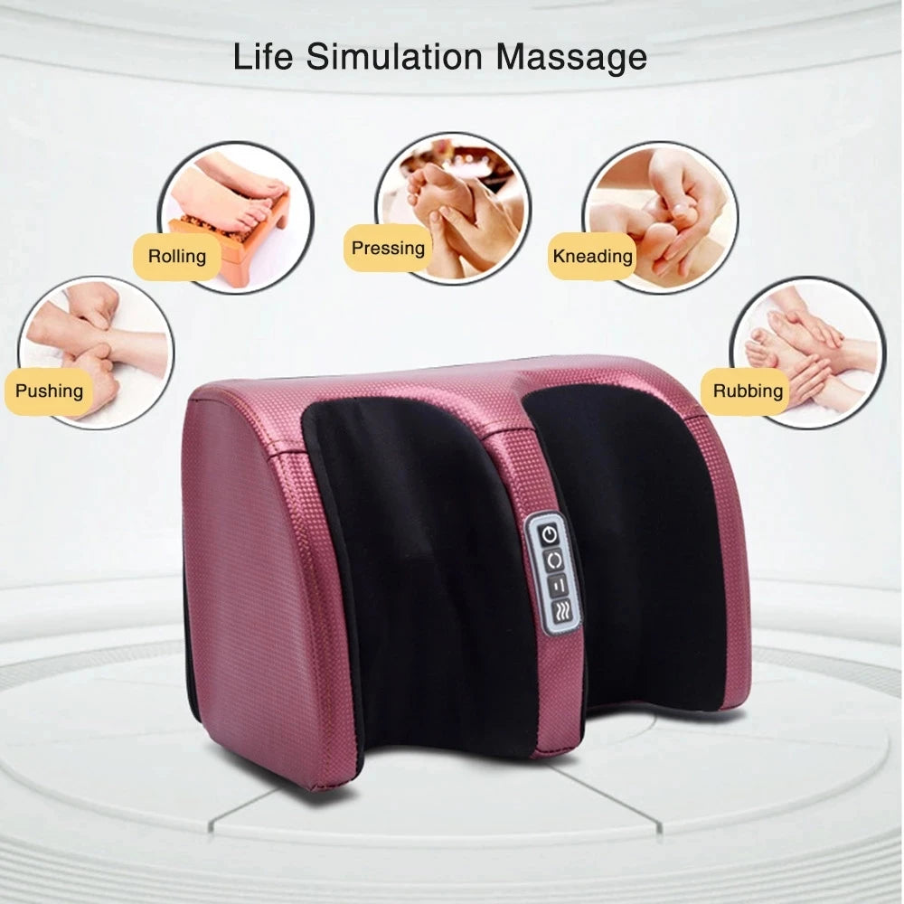 Electric Foot Massager Kneading Deep Tissue Relax Heated Roller Calf Pain Relief Fatigue Muscles Vibrator