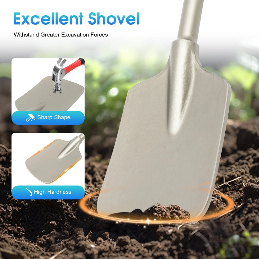 Heavy-Duty Shovel with Storage Toolbox,Ergonomic Long Handle for Efficient Digging,Multi-functional Garden Shovel Farming Spade
