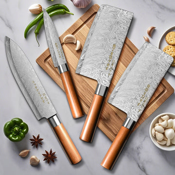 4-Piece Ultra-Sharp Japanese Chef Knife Set-Professional Kitchen Knives for Meat,Bones, and Fruit.Perfect for Commercial kitchen