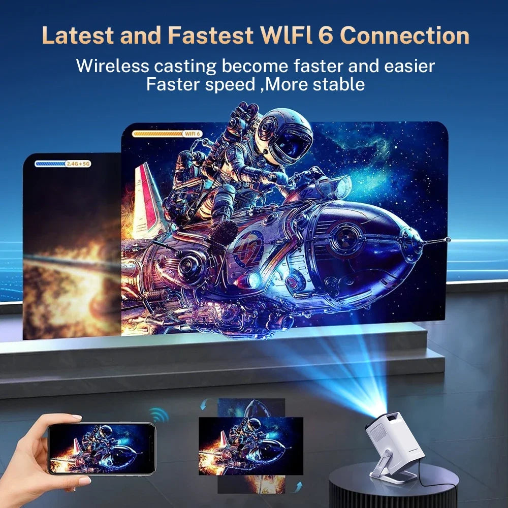 LynCast Mini Portable Projector 400ANSI WiFi6 BT5.4 Auto Focus Android 11 Projector Support Full HD 4K Home Outdoor Cinema X1AQ