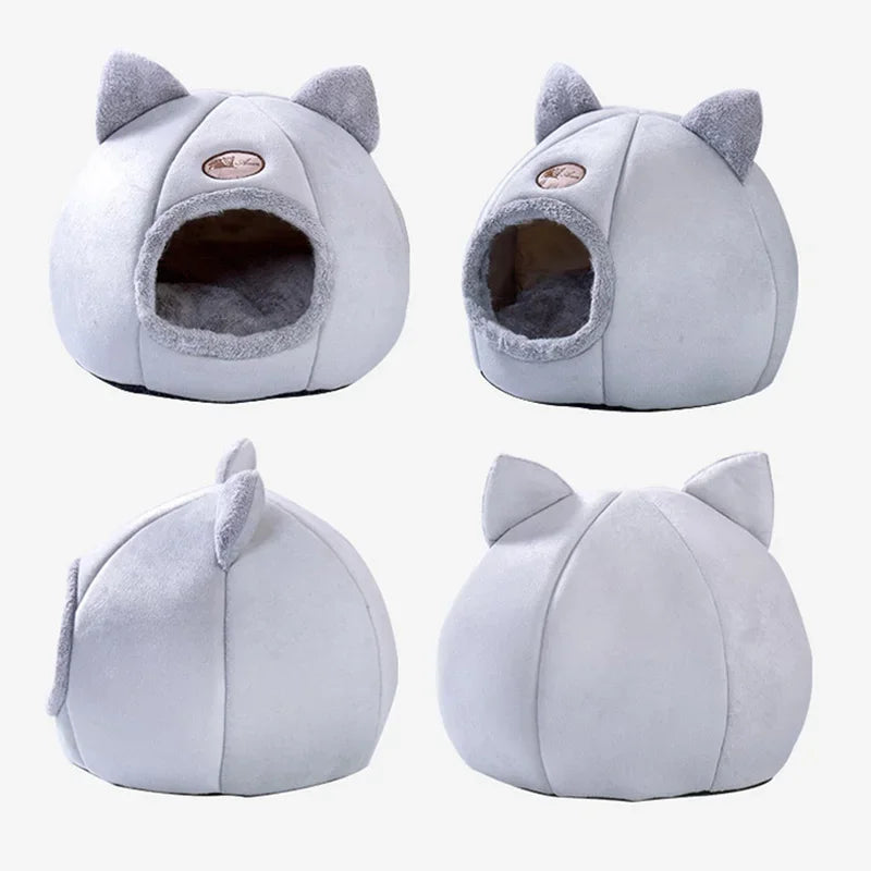 Foldable Pet Winter Cat Bed Warm Small Dog Bed Self Warming Cat Bed House Removable Puppy Cushion Mat Cat Nest Cave Bed For Cats