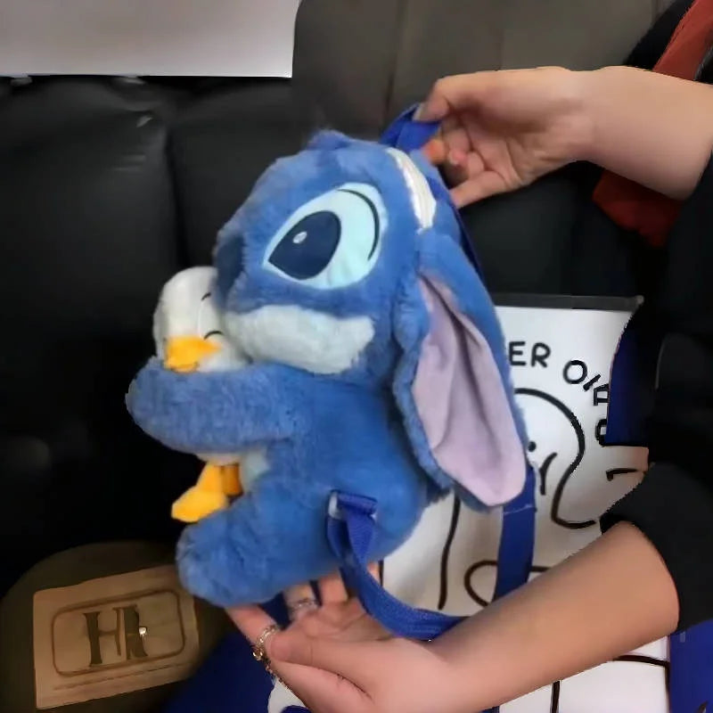 Lilo&Stitch Cute Cartoon Plush Dolls Backpack Kawaii Anime Disney Stitch Fashion Children'S Backpack Duck Stitch Plush Schoolbag