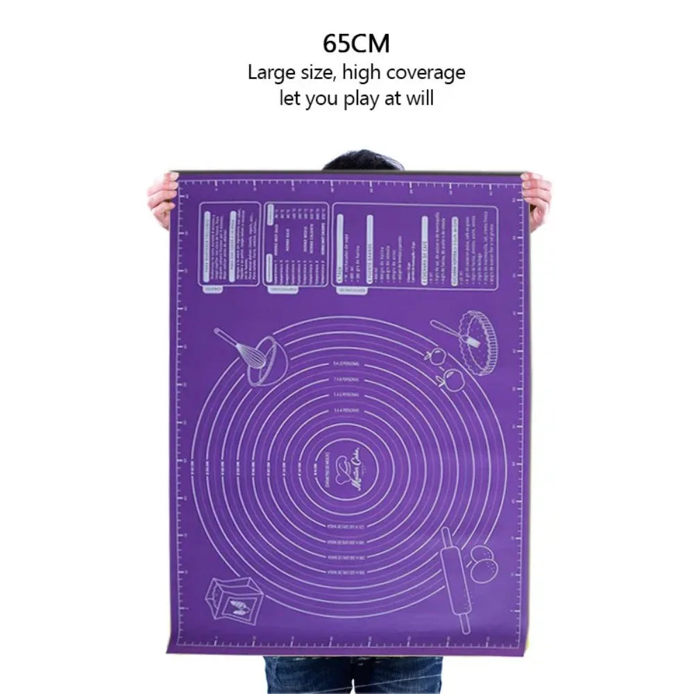 Silicone Pastry Mat Non Slip Large Non Stick Silicone Baking Fondant Mat Pie Pizza Cookies Easy Clean Kneading Mat with Scale