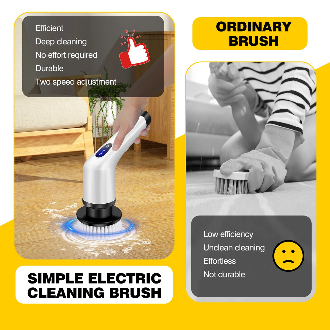WEIRONG - Household 3 In 1 Electric Cleaning Brush Cordless Rechargeable Shower Washer White Spin Scrubber Quickly Clean Dirty