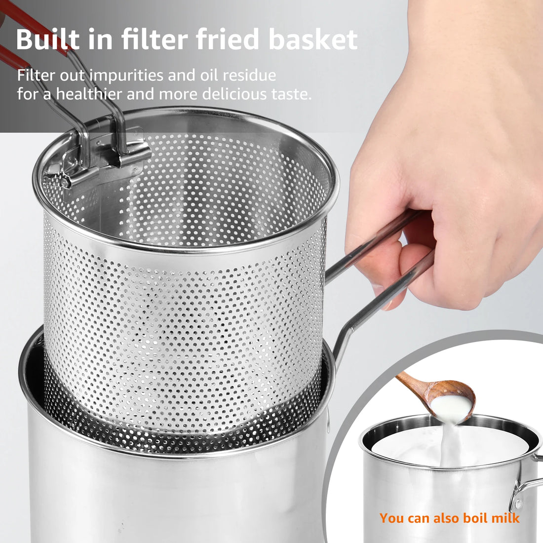 Set Deep Frying Pot Kitchen Fryer With Strainer Stainless Steel Tempura Fryer Pan Fry Pot Chicken Fried Chicken Cooking Tools