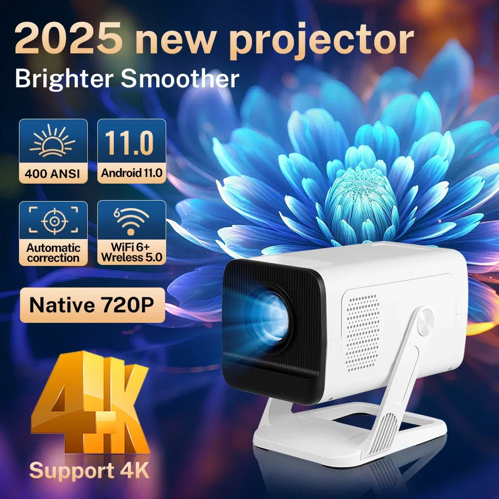 LynCast Mini Portable Projector 400ANSI WiFi6 BT5.4 Auto Focus Android 11 Projector Support Full HD 4K Home Outdoor Cinema X1AQ