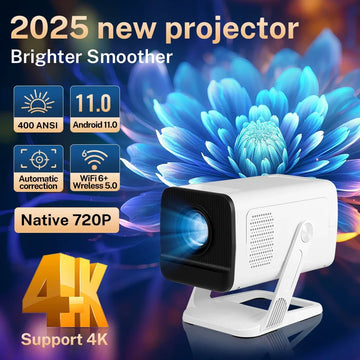 LynCast Mini Portable Projector 400ANSI WiFi6 BT5.4 Auto Focus Android 11 Projector Support Full HD 4K Home Outdoor Cinema X1AQ