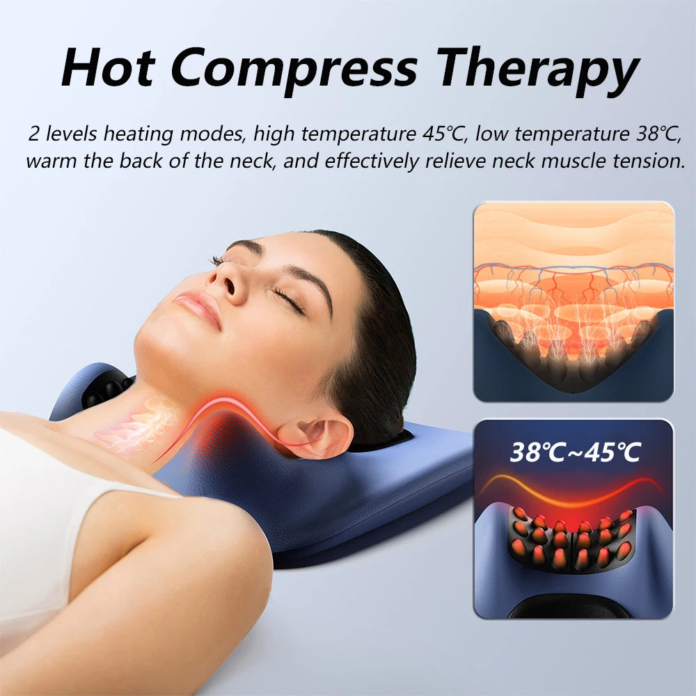 EMS Pulse Neck Pillow Massager Electirc Cervical Stretcher Heating Vibration Muscle Relax Cervical Chiropractic Traction Pillow