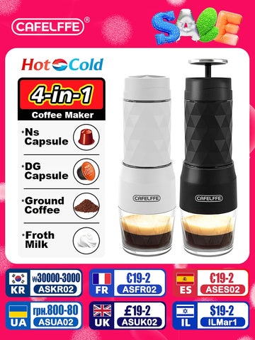 Cafelffe 3 In1 Portable Coffee Machine Hot/Cold Water Manual Espresso Maker For Capsule & Ground Hand Press Brewer hiking Travel