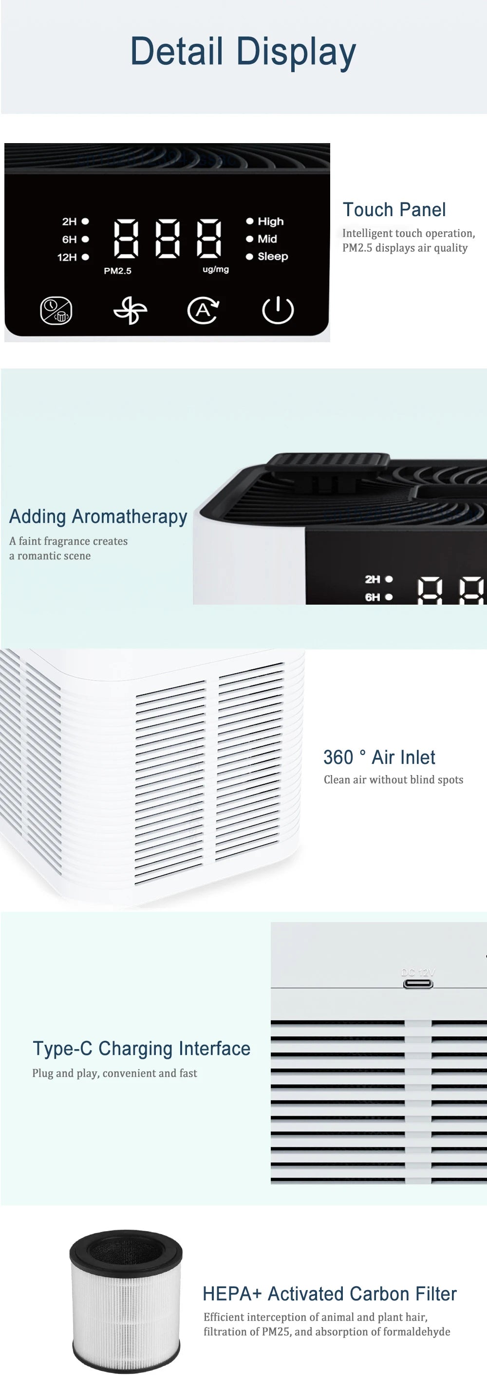 Air Purifier Smoke Odor Negative Ion Generator