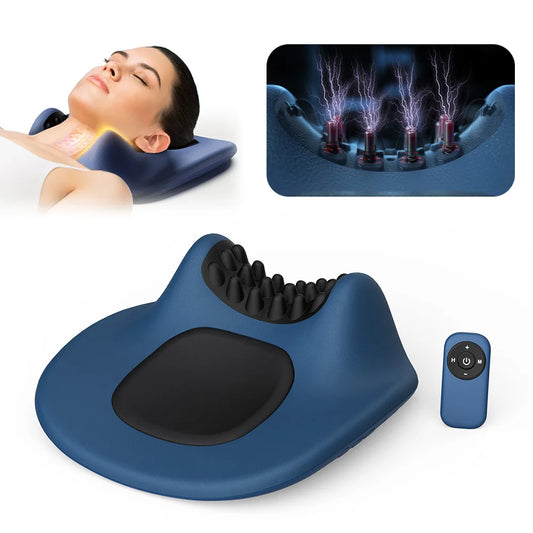 EMS Pulse Neck Pillow Massager Electirc Cervical Stretcher Heating Vibration Muscle Relax Cervical Chiropractic Traction Pillow