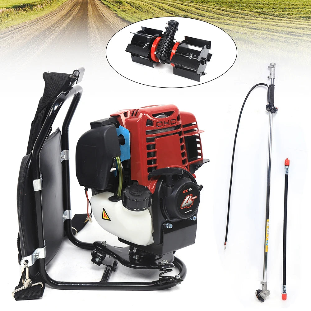 4-Stroke Backpack Brush Cutter Tiller Grass Hedge Trimmer Cultivator Lawn Mower
