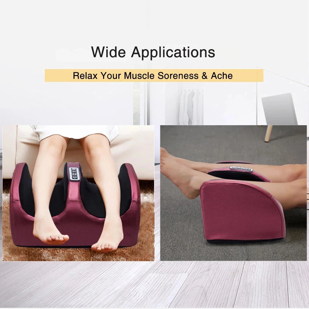 Electric Foot Massager Kneading Deep Tissue Relax Heated Roller Calf Pain Relief Fatigue Muscles Vibrator