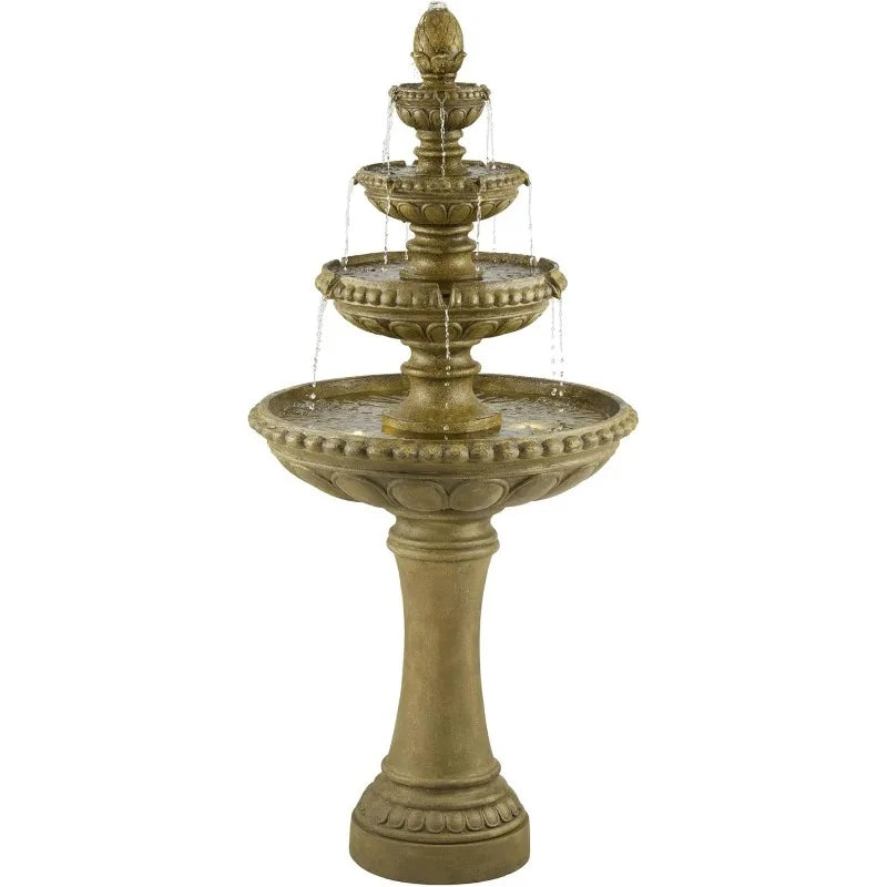Sag Harbor Italian Outdoor Floor Water Fountain 66" High with LED Light 4 Tiered Decor for Garden Patio Backyard Deck Home