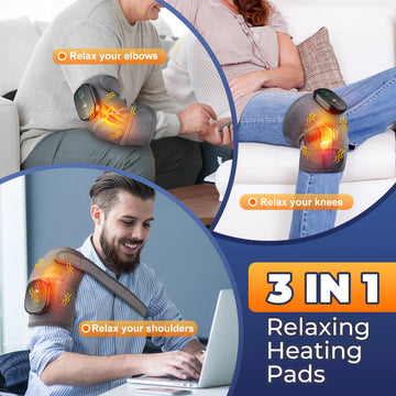 Electric Heated Knee Massage Physiotherapy Pad 3 in 1 Massager For Shoulder Elbow Knee Hot Compress Relax Muscle Health Care