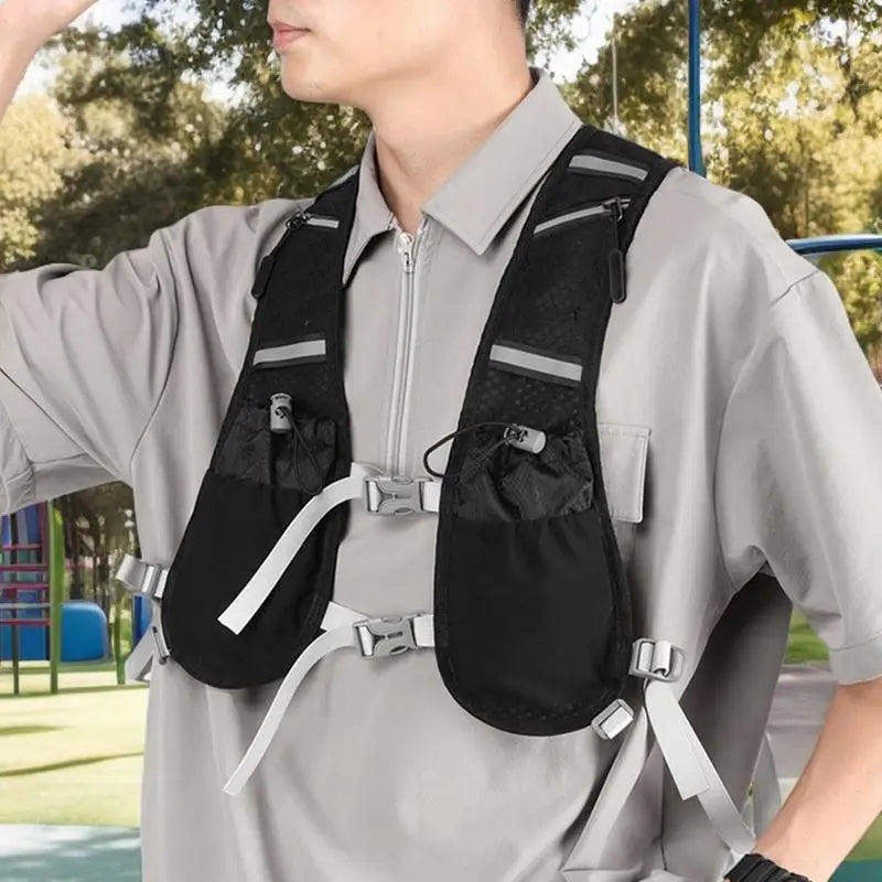 Running Water Vest Reflective Adjustable Running Vest Pack Water Backpack With Soft Flask Pockets Cell Phone Holder For Cycling