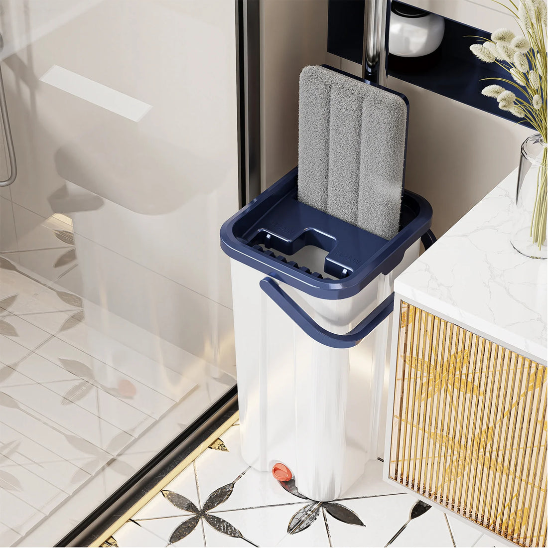 Floor washing mop,, Mop Buckets Separate Clean and Dirty Water,with Bucket Hand Free Lazy Cleaning Mop House Cleaning