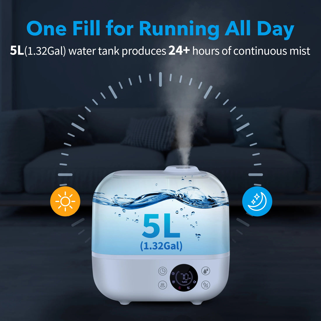 110/220v Humidifier for Bedroom Large Room Home 5LDiffuser Aromatherapy  Upper Water Household Spray Humidification Machine