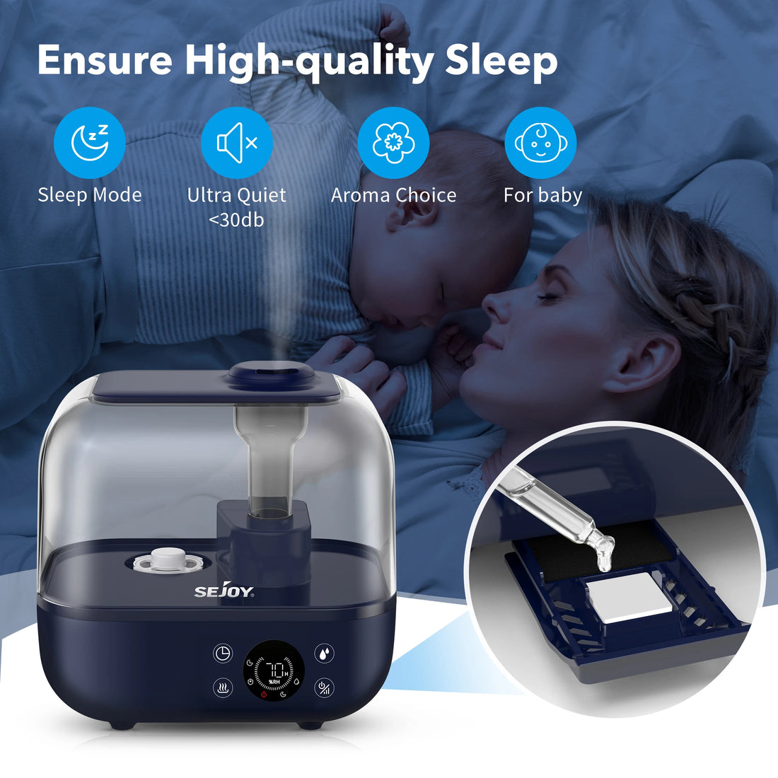 Sejoy 5L Humidifier for Bedroom Large Room Home Diffuser Aromatherapy Upper Water Household Spray Humidification Machine