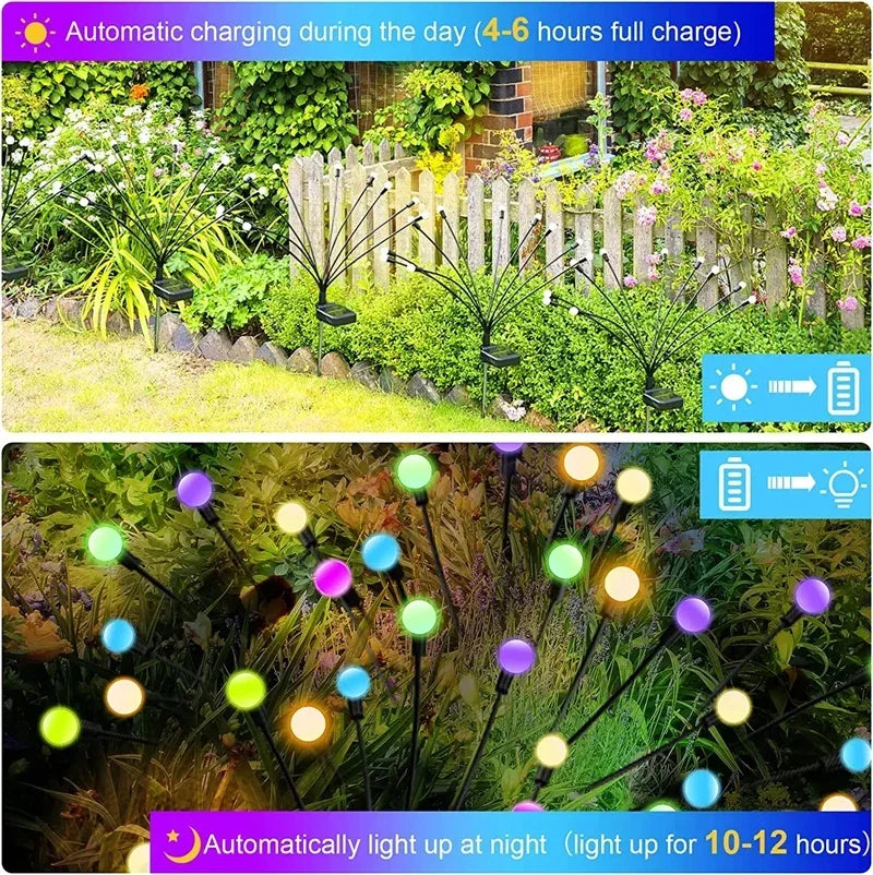 Solar LED Lights Garden Firework Warm Lights