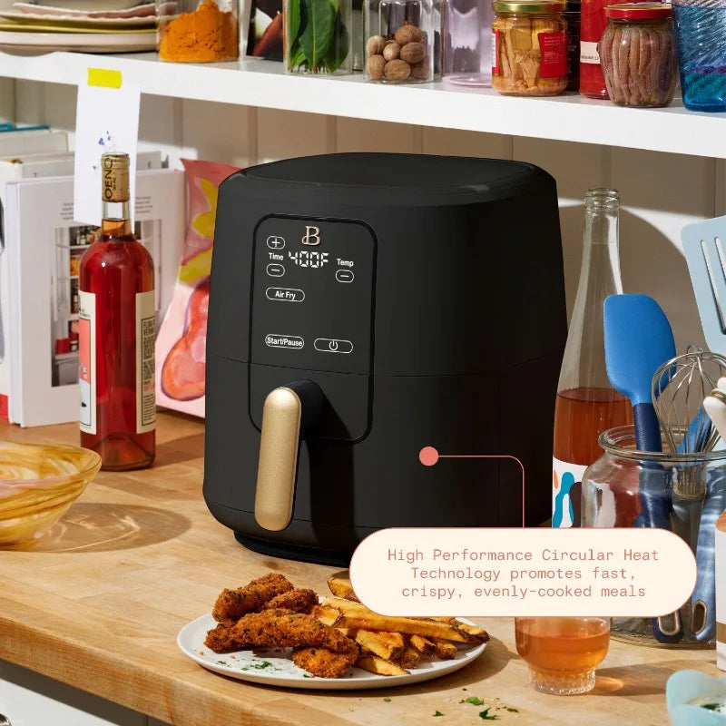 Beautiful 6 Qt Air Fryer with TurboCrisp Technology and Touch-Activated Display, Black Sesame by Drew Barrymore