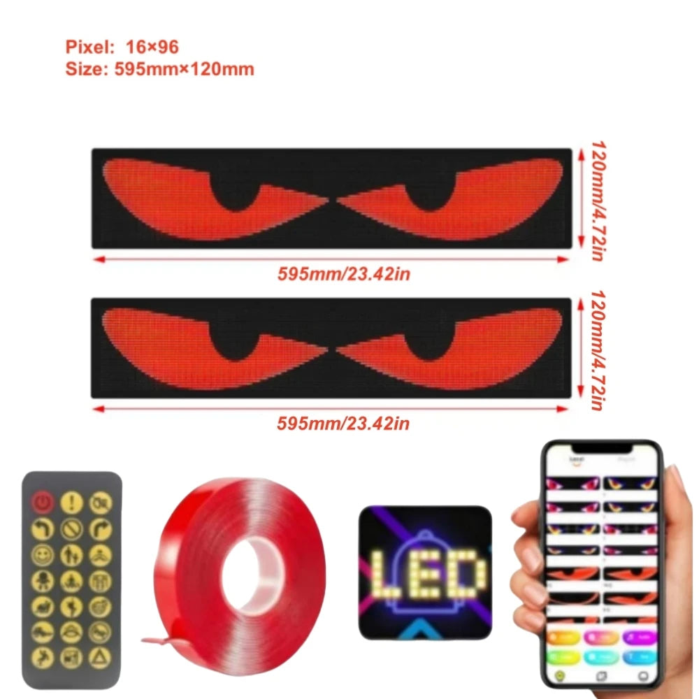 2PCS LED light Eyes For Car Trailer Truck Windshield Wireless Adhesiveled LED Eye Screen Animated LED Eyes For Car That Blink