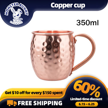 100% Copper Moscow Mule Mug Durable Coppery Beer Mugs 350ml Coffee Mug Milk Cup Pure Copper Bar Cup Drinkware