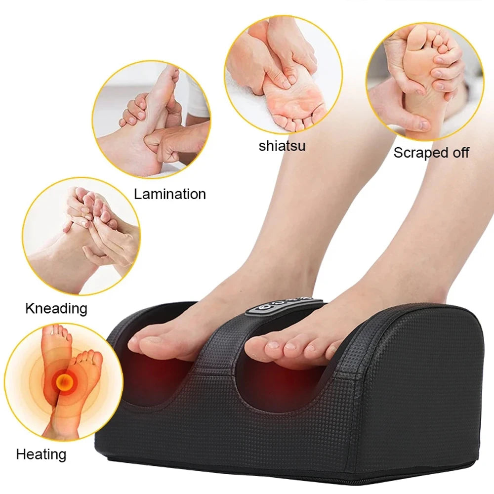 Electric Foot Massager Kneading Deep Tissue Relax Heated Roller Calf Pain Relief Fatigue Muscles Vibrator