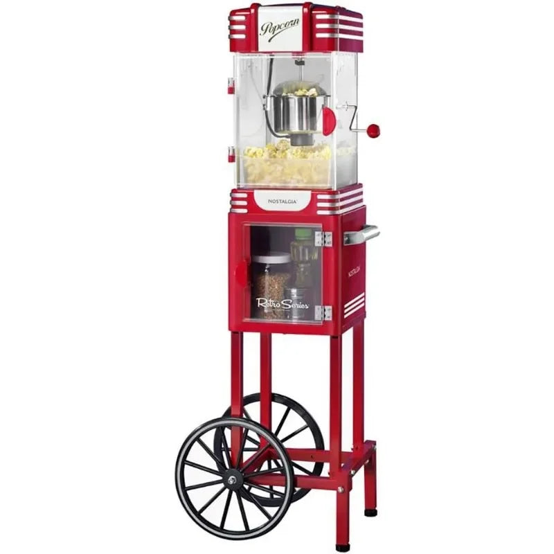 Nostalgia Popcorn Maker Machine - Professional Cart With 2.5 Oz Kettle Makes Up to 10 Cups - Vintage Popcorn Machine