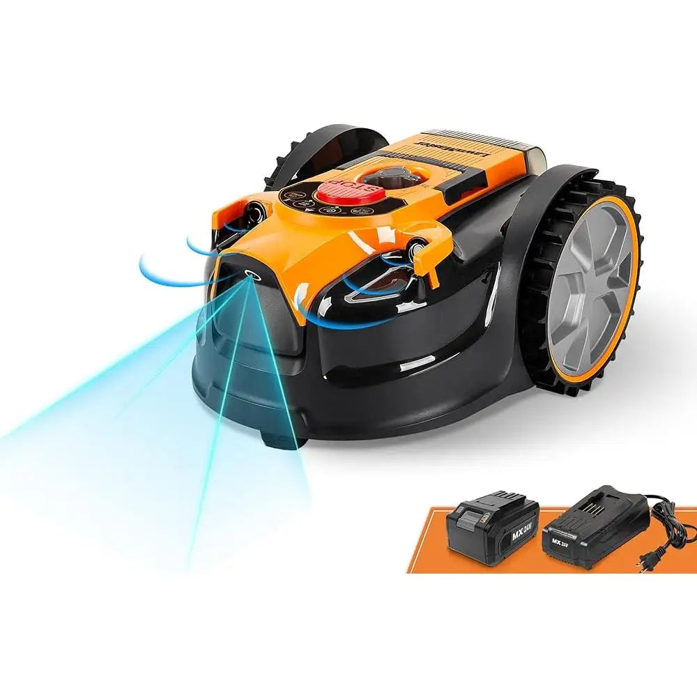 Robot Lawn Mower with Optical Navigation Small Yards up to 1000 Sqft Wireless Perimeter Automatic Obstacle Avoidance No-Go