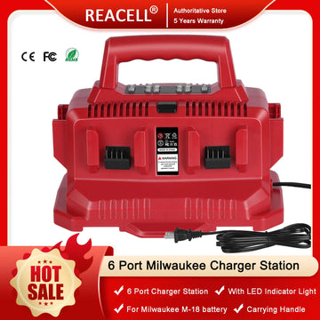 6 Port Charger for Milwaukee M18 Battery,M18 Charger Station 48-59-1806,Compatible for Milwaukee 18V Battery,with LED Indicator