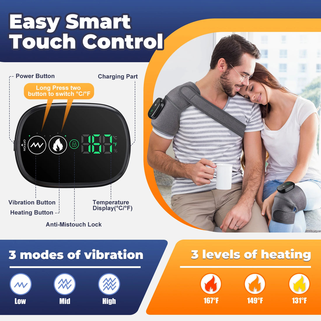 Electric Heated Knee Massage Physiotherapy Pad 3 in 1 Massager For Shoulder Elbow Knee Hot Compress Relax Muscle Health Care