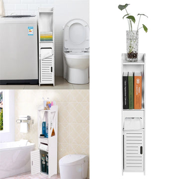 80x15.5x15CM Bathroom Toilet Furniture Cabinet White Wood Cupboard Shelf Tissue Storage Rack Bathroom Cabinet Bathroom Cupboard