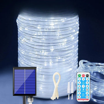 107ft300LED/73ft200LEDS Solar Rope Lights, Waterproof IP65 String Lights, Solar Outdoor Lights, 8 Modes, Garden Christmas Lights