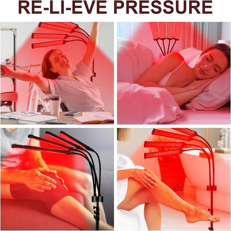 30W LED Red Light Therapy Lamp with Stand 660nm &850nm Near Infrared Light Device for Relief Muscle Joint Pain Facial Skin Care