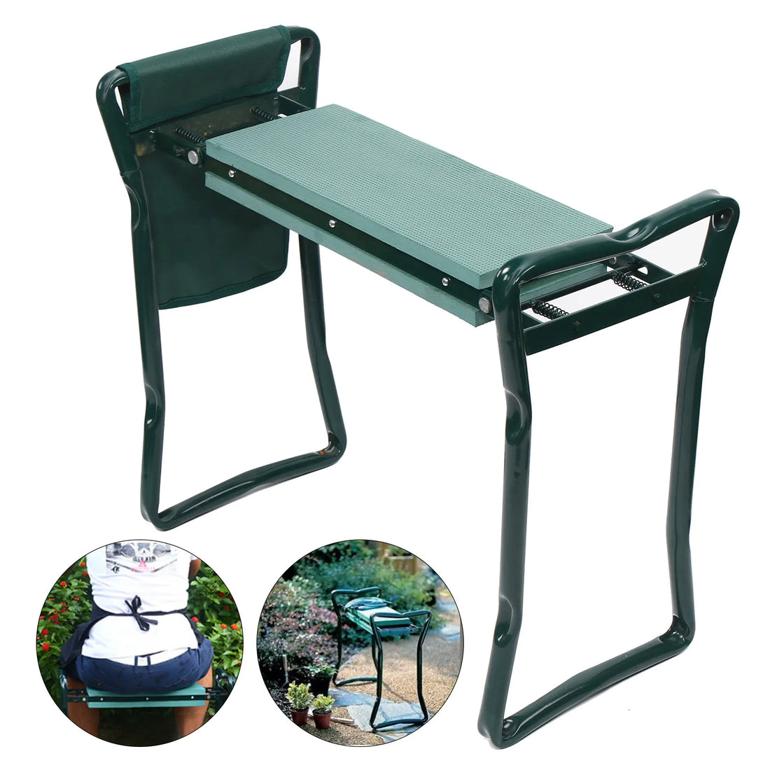 Folding Garden Kneeler Bench, Folding Gardening Stool with Kneeling Pad,Kneeling Seat With Stool Pouch EVA Cushion Seat