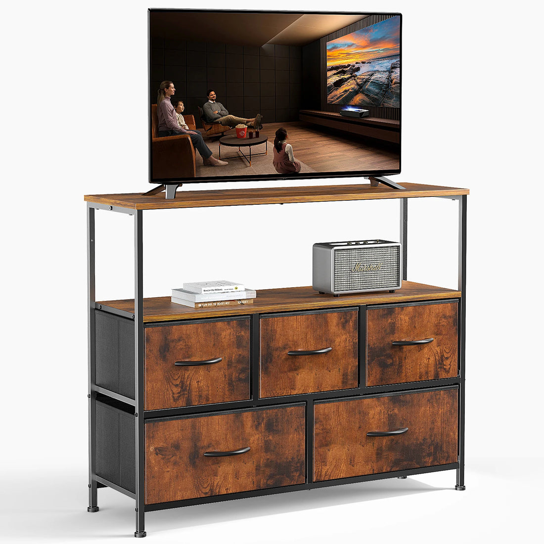 Dresser for Bedroom Storage Drawers, Fabric Storage Tower with 2/4/5/6/7/8/9/10 Drawers Sturdy Metal Frame