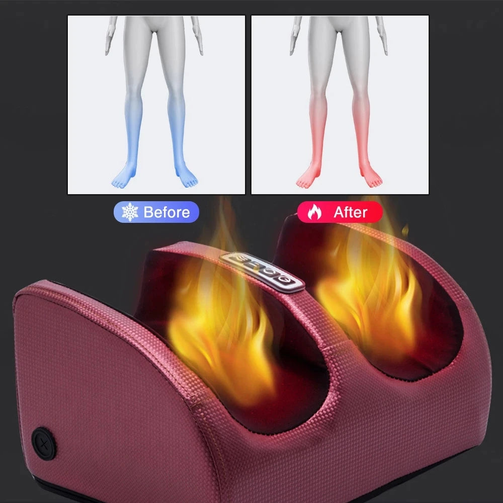 Electric Foot Massager Kneading Deep Tissue Relax Heated Roller Calf Pain Relief Fatigue Muscles Vibrator