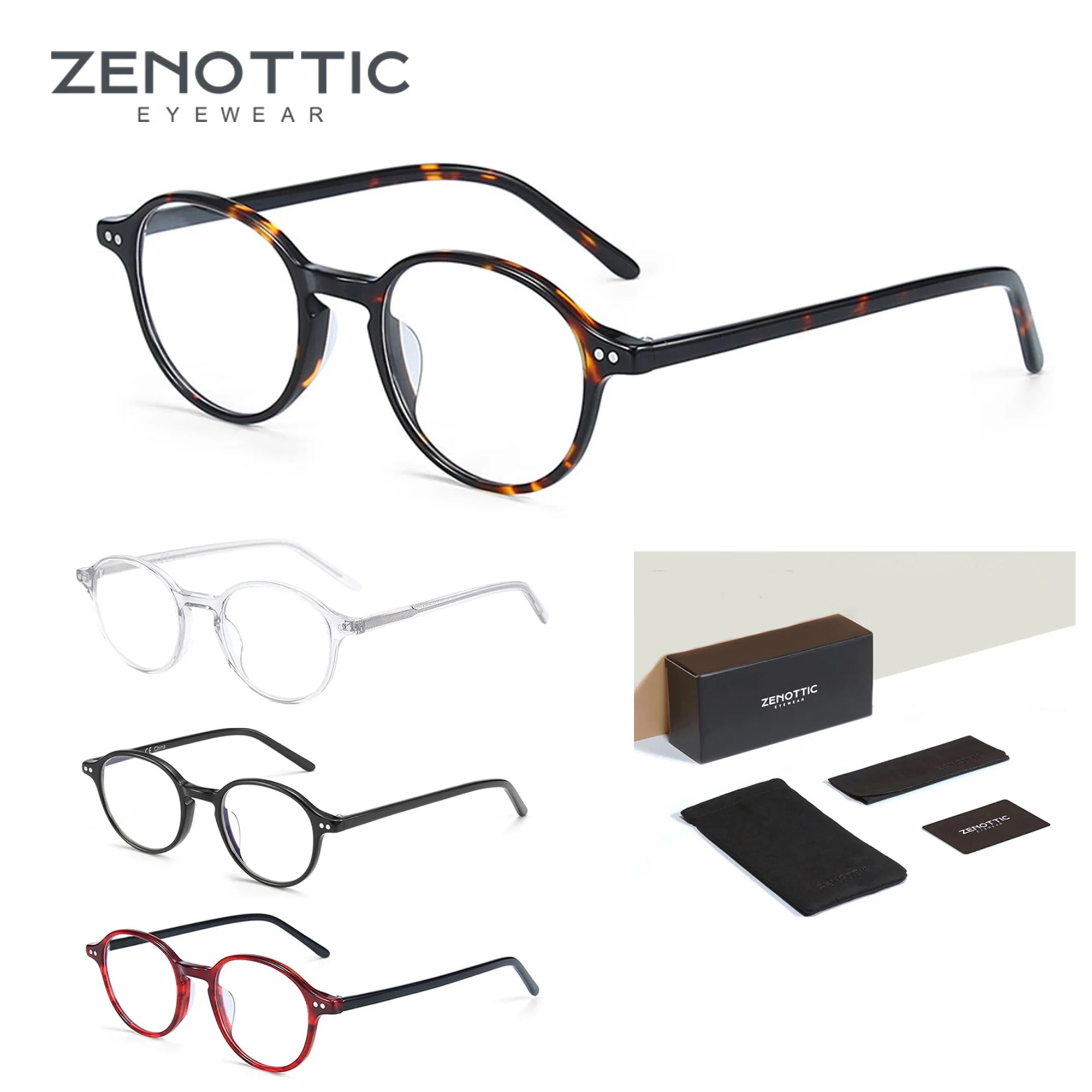 ZENOTTIC(XS Size) Retro Acetate Anti Blue Light Blocking Glasses Round Optical Frame Eyewear Fashio Computer Eyeglasses Unisex