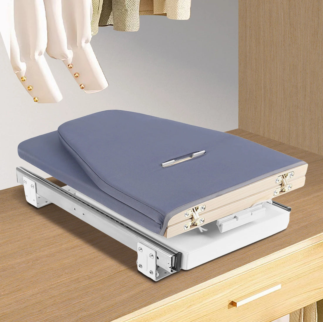 80cm Modern Retractable Ironing Board Closet Pull-Push Stow Away In The Cabinet