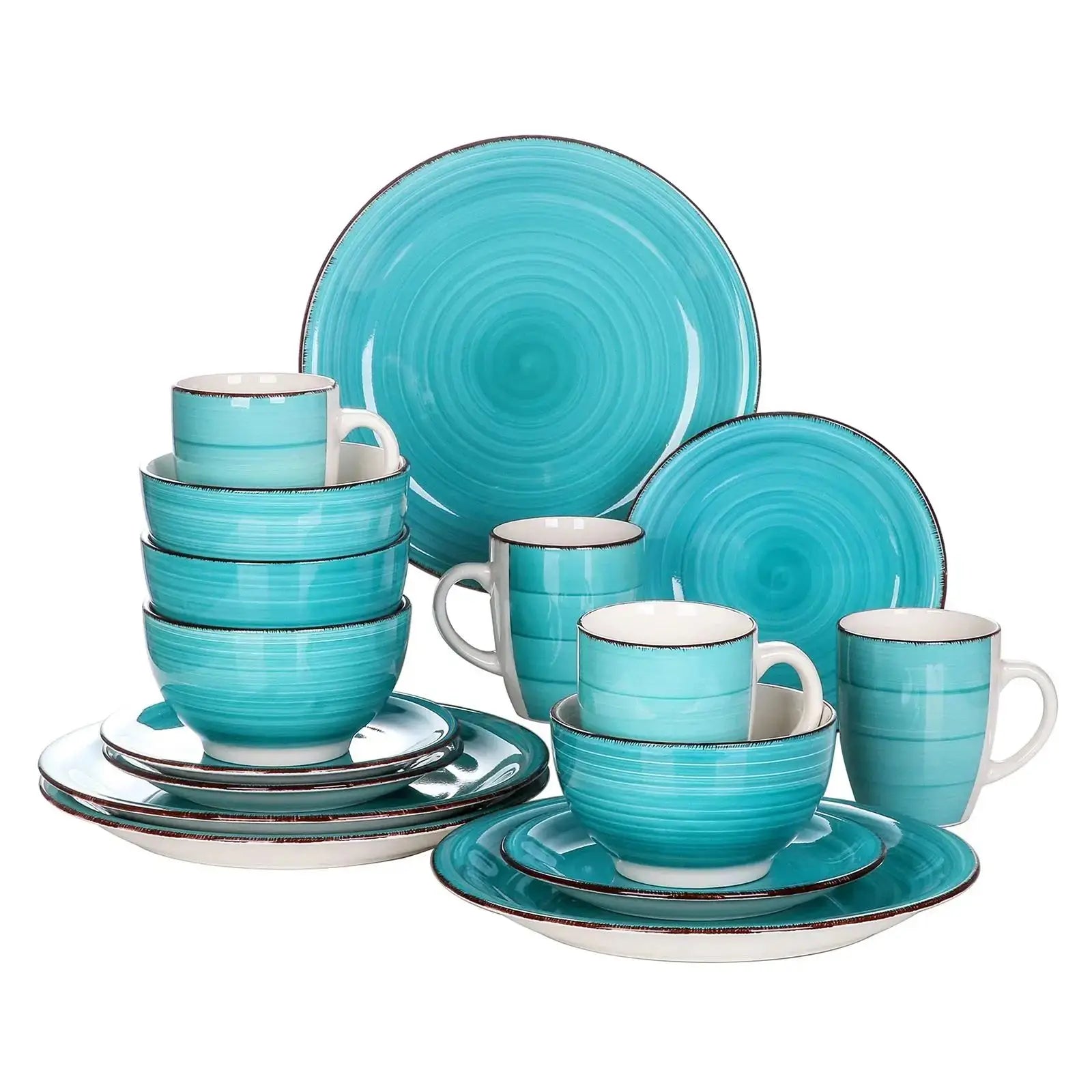 Vancasso Bella-T 16/32/48-Pieces Porcelain Dinnerware Set Vintage Ceramic Plate Set with Dinner Plate,Dessert Plate,Bowl,Mug Set