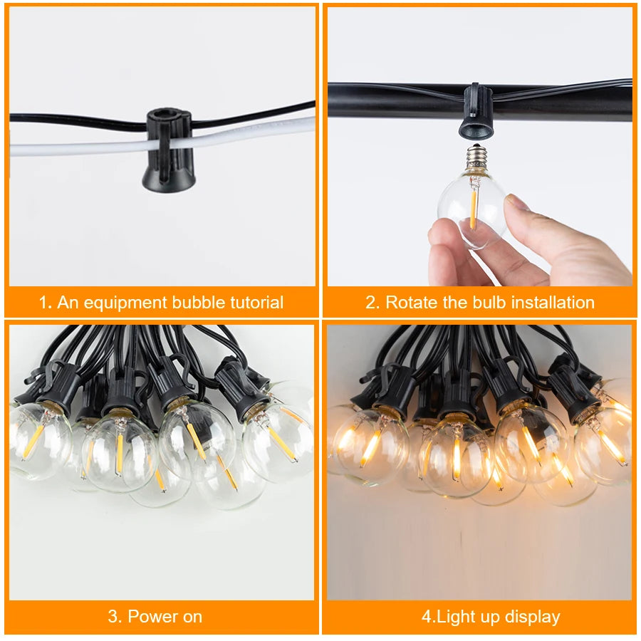 G40 LED Outdoor String Ball Lights 7.6M/20M Shatterproof