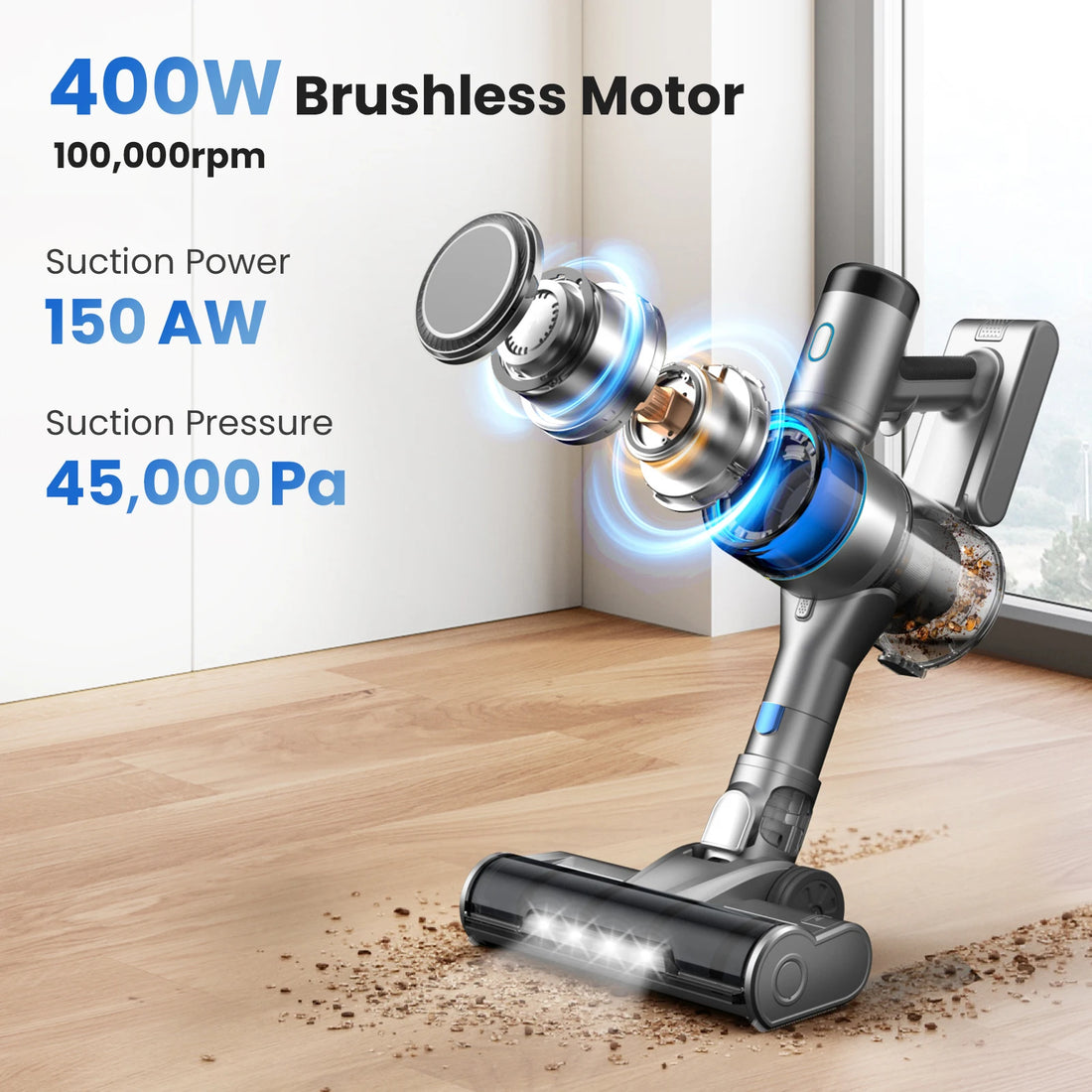 INSE S9X Cordless Vacuum Cleaner 45Kpa Stick Vacuum with LED Display 55min Runtime 4 Suction Modes Smart Adjustment Home Applian