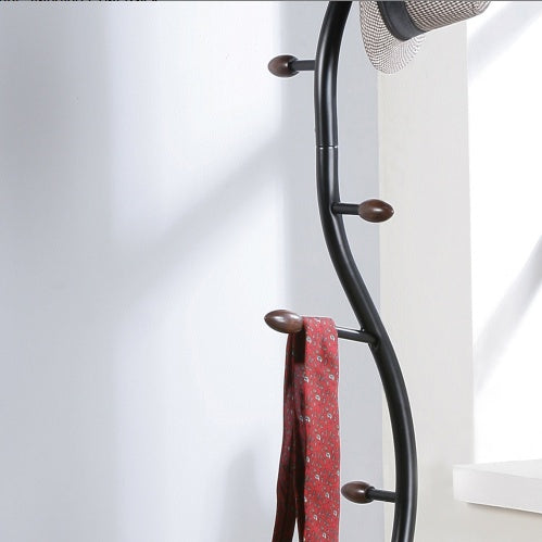 Arles Metal Black And Walnut Standing Coat Rack